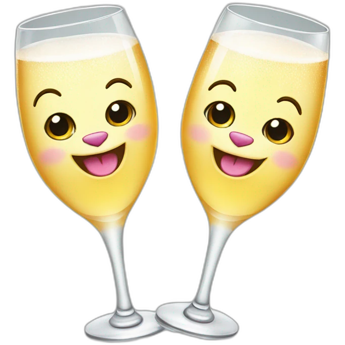 two happy cats clinking glasses of champagne emoji