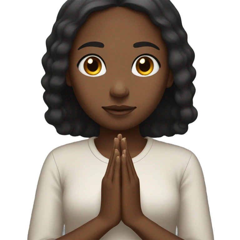 a black girl with straight hair praying  emoji