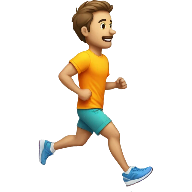 men with short pants, shirt print with sarcasm, colorful running shoe emoji