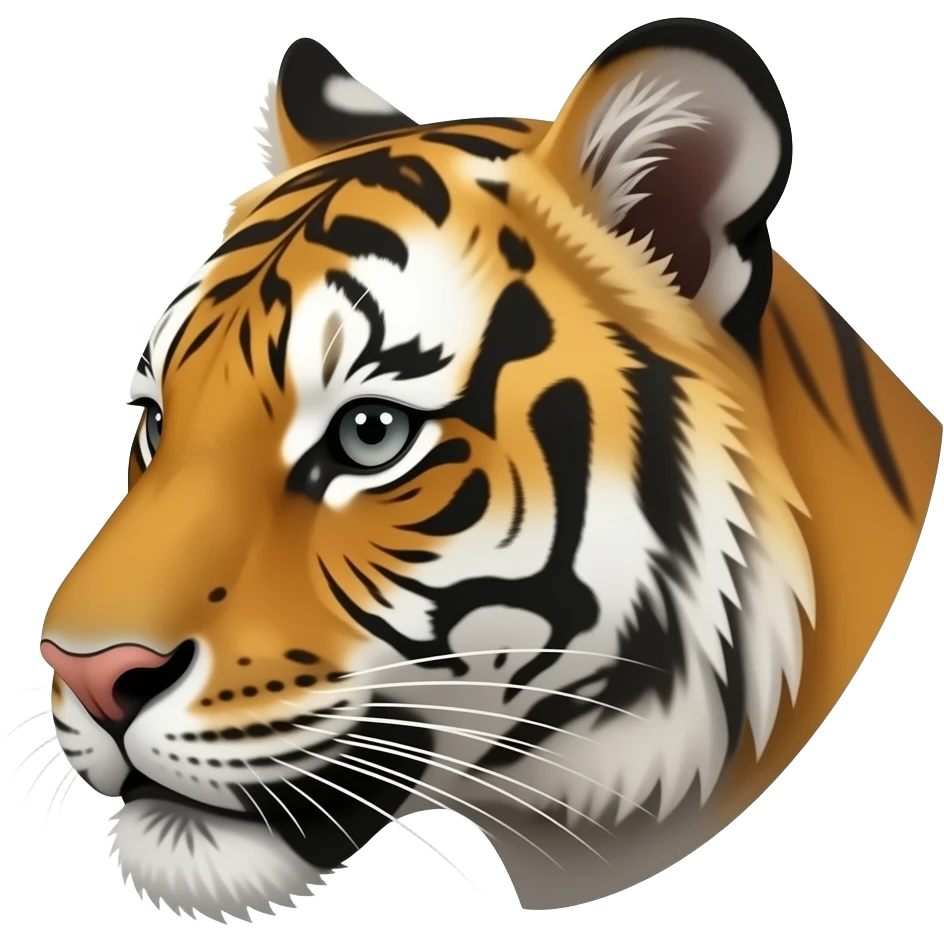 Turn sideways tiger head very realistic Turn sideways dark gray eyes emoji