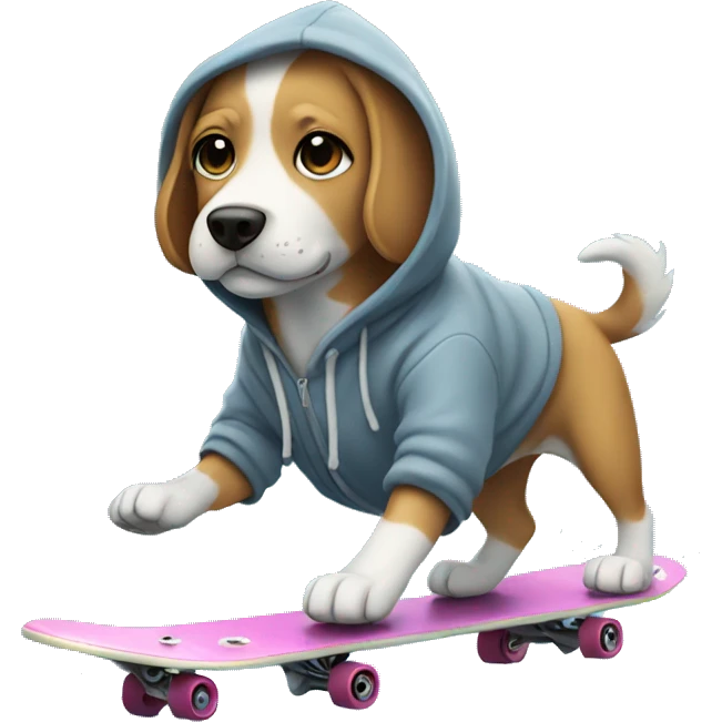 Dog wearing hoodie skating on water emoji