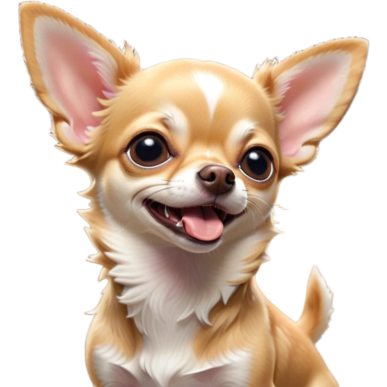 Cinematic Cute Yawning Fawn Short Haired Chihuahua Portrait Emoji, Head tilted slightly with a dramatic, wide-open yawn, soft fawn fur with a velvety texture, floppy ears slightly drooping, round dark eyes barely open in drowsy contentment, Simplified yet irresistibly adorable features, highly detailed, glowing with a soft, cozy glow, high shine, relaxed yet expressive, stylized with a touch of whimsy, bright and endearing, soft glowing outline, capturing the essence of a sleepy yet affectionate pup, so drowsy it feels like it could stretch right out of the screen and curl up for a nap! emoji