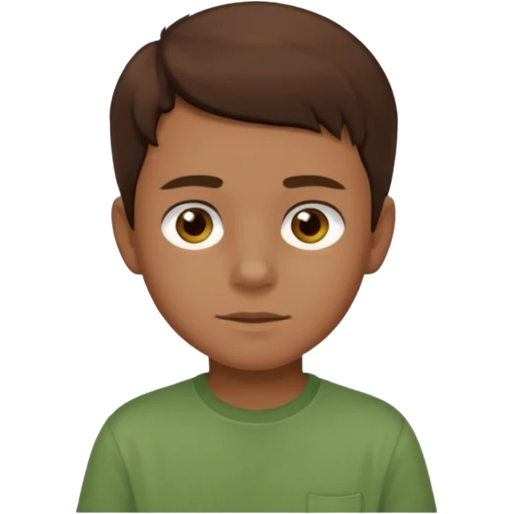 a boy with brown eyes and hair with a green shirt emoji