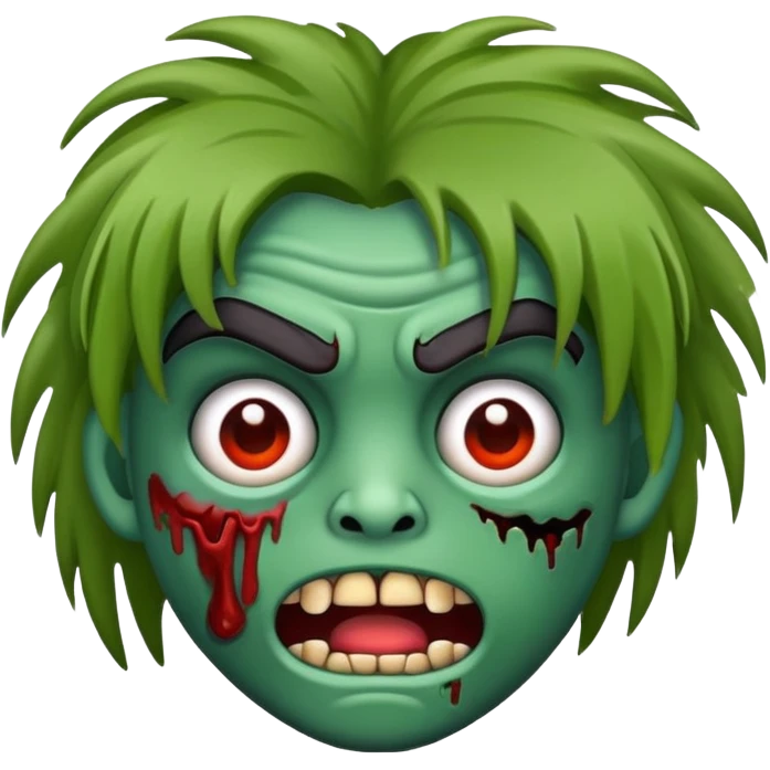 Faça o emoji de zombie com cabelo cacheado curto com franja  emoji