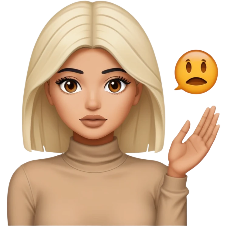 Kylie Jenner with both hands down holding onto an invisible edge, no water or jacuzzi visible emoji