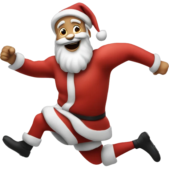 santa running, with a large stride and arms outstretched emoji