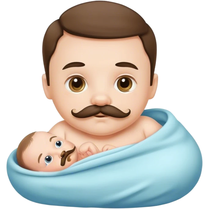 Newborn baby with a mustache emoji