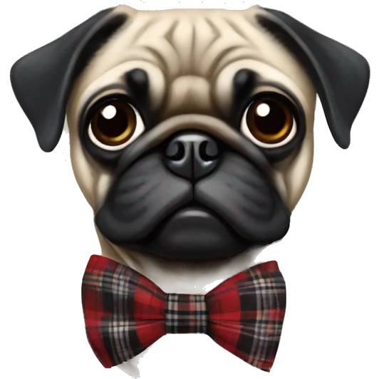 Black pug with plaid bow tie  emoji