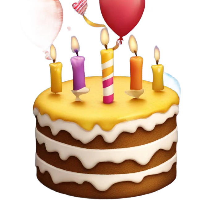 Happy birthday balloons love and cake emoji