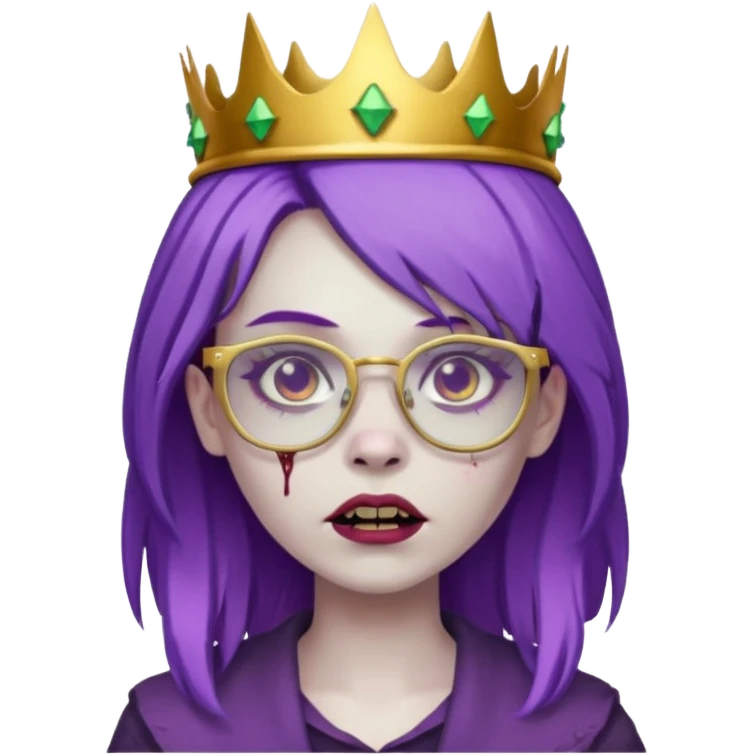 crowned woman zombie with glasses and purple hair  emoji