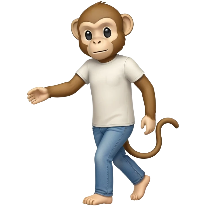 anthropomorphised monkey in jeans and t-shirt walking upright emoji
