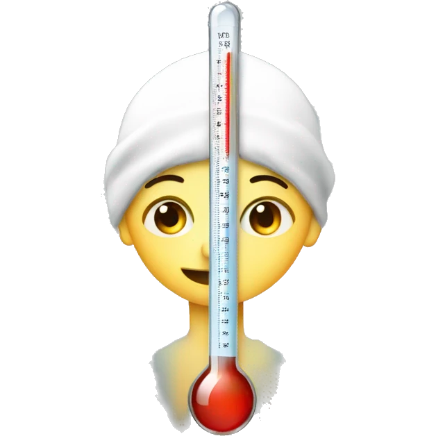 sick child, thermometer with high temperature emoji