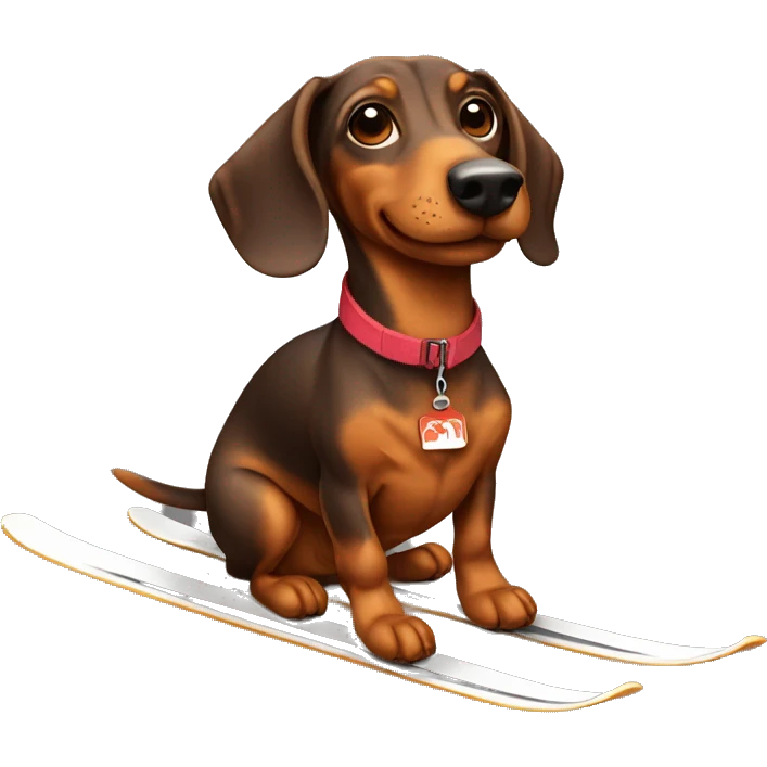 Daschund skiing emoji