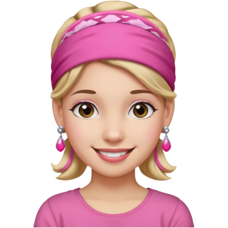 Fashion girl with pink headband and earrings, half body emoji