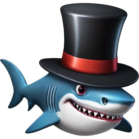 Shark with a top hat emoji