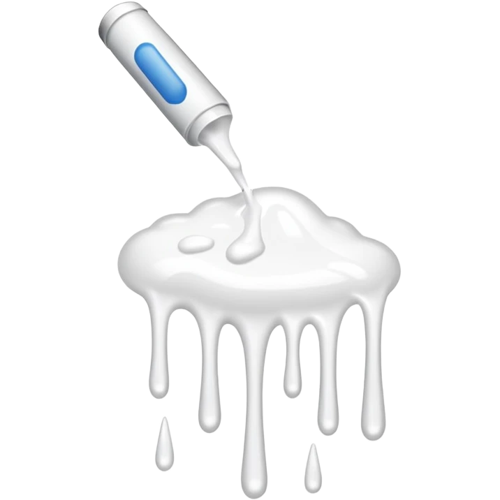 individual white glue white drops falling and dripping down out of a tube, all white emoji