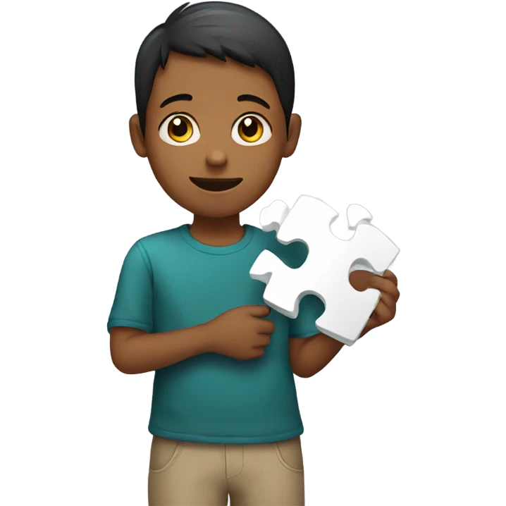 a child with a puzzle in his hands emoji
