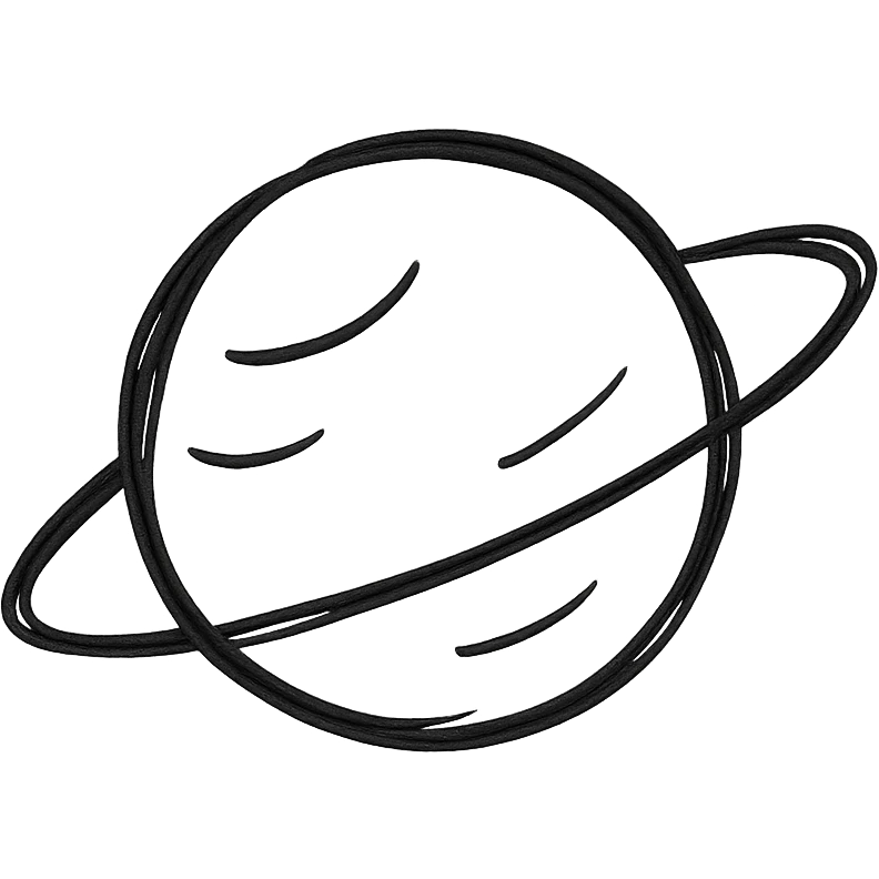 hand drawn silhouette of a planet, minimal, black on white background emoji