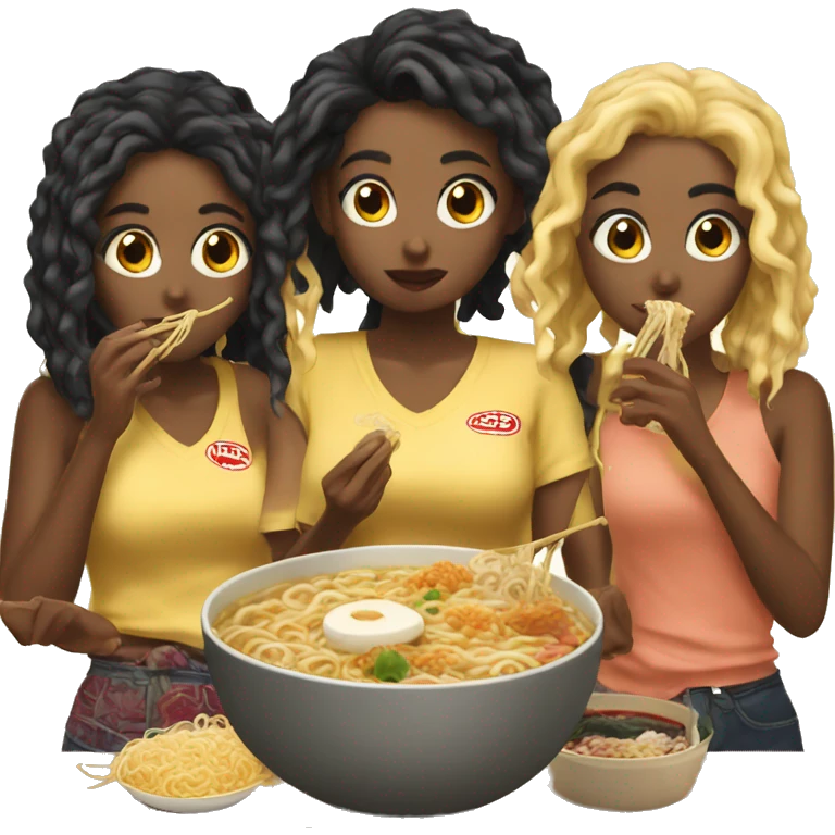all girls eating ramen emoji