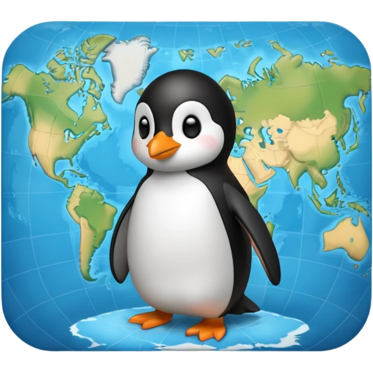 Pinguin auf Weltkarte emoji