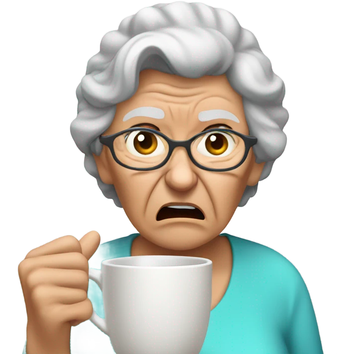 angry grandma can't hear cup her hand to her ear emoji