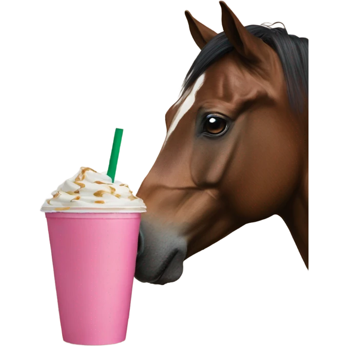horse drinking a starbucks pink drink  emoji