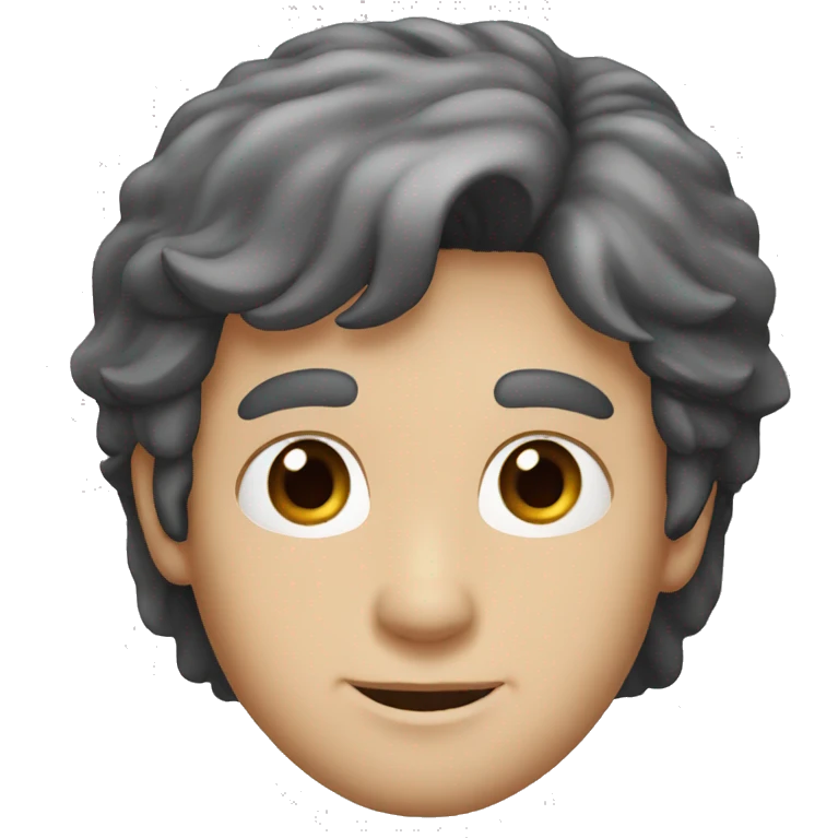 60 year old man , blue eyes and jet black hair  emoji