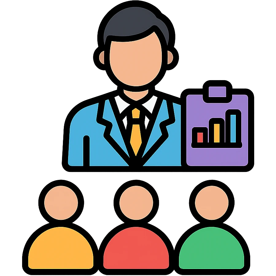 Staff manager, person in business attire with clipboard or chart, managing team members, professional leadership symbol emoji