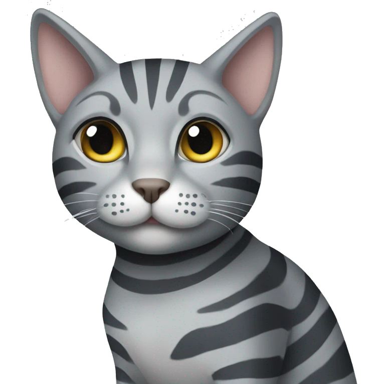 grey cat with dark grey stripes   emoji