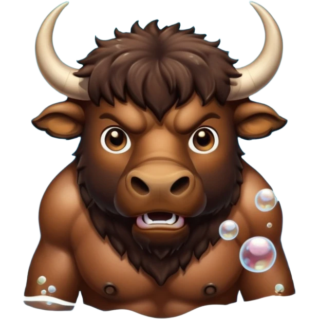 Angry buffalo in the water blowing bubbles  emoji