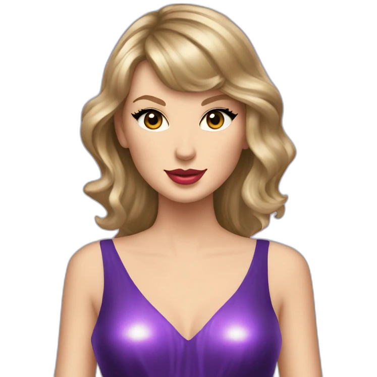 Taylor swift in a purple shiny dress emoji