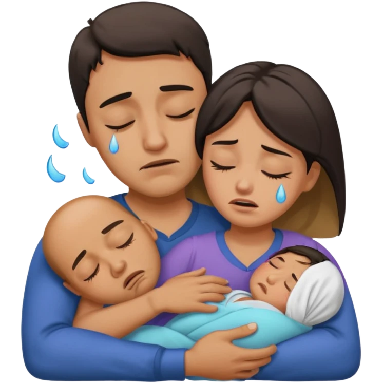 A man holding a sleeping woman in his arms whilst crying  emoji