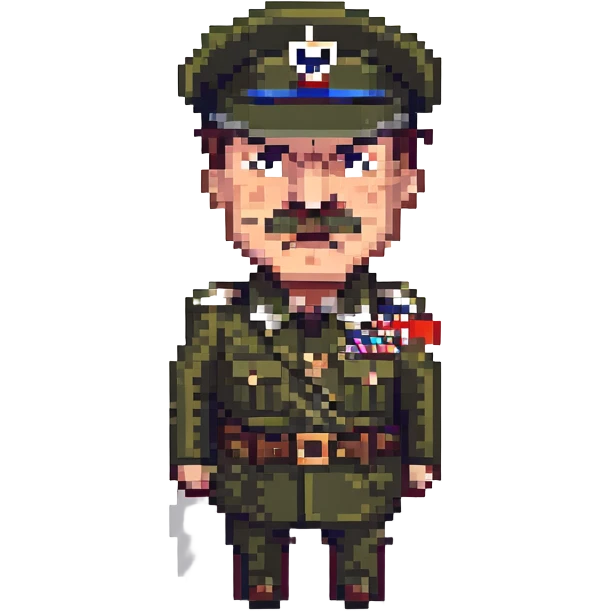 angry Adolf Hitler, pixel art, small details, recognizable mustache, military uniform emoji