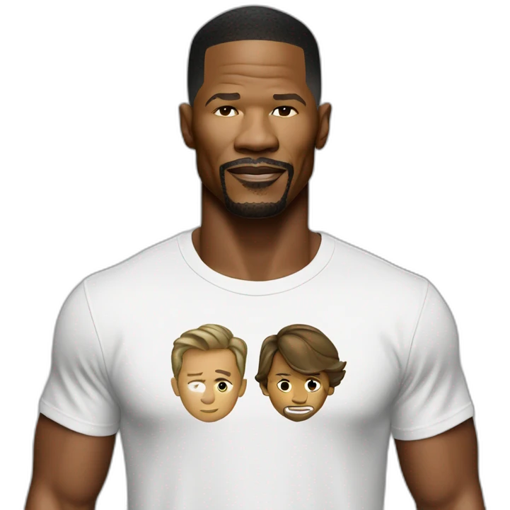 actor Jamie Foxx wearing t-shirt emoji