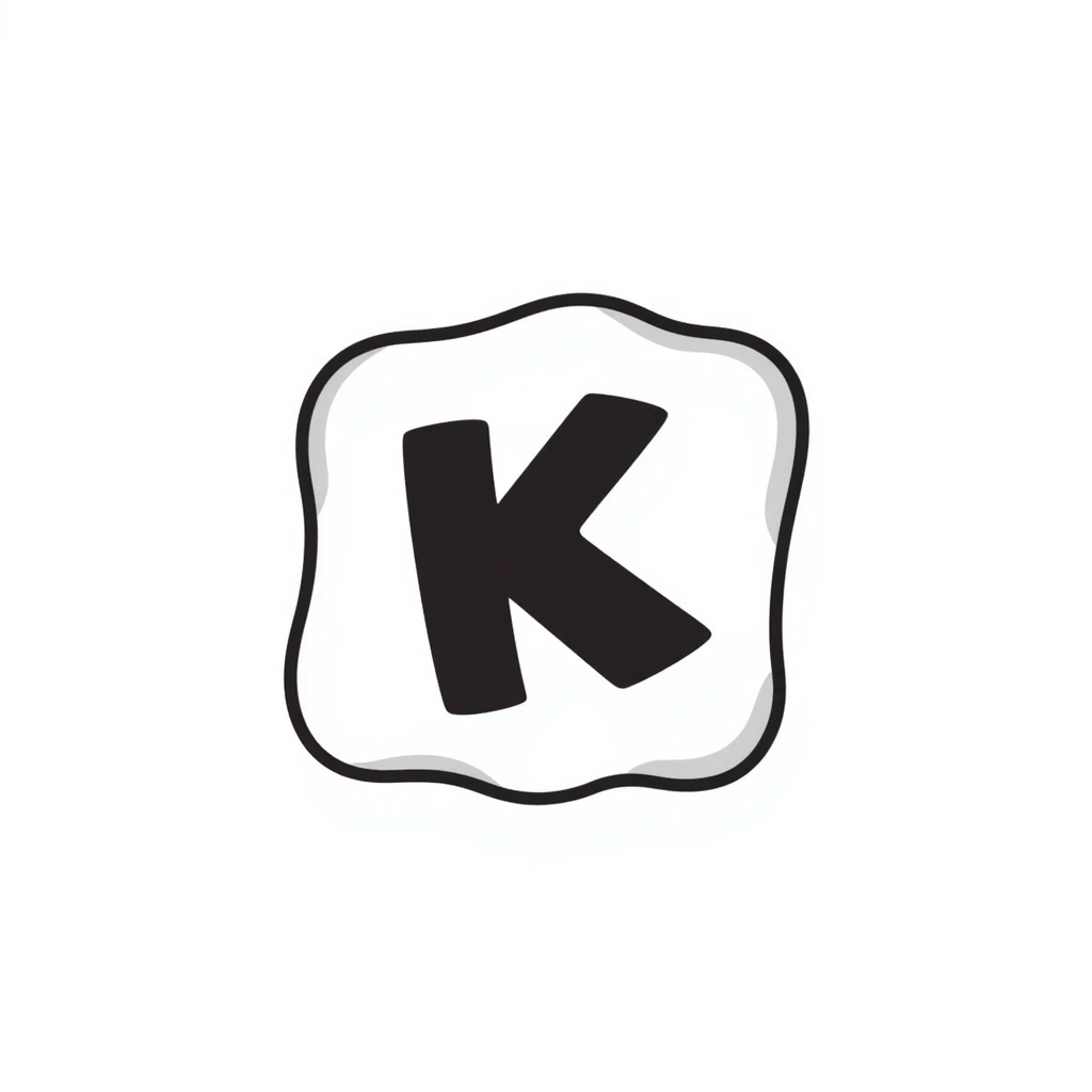 Hand-drawn Kaspa cryptocurrency with K logo emoji