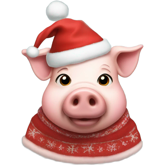 A pig in Christmas clothes emoji