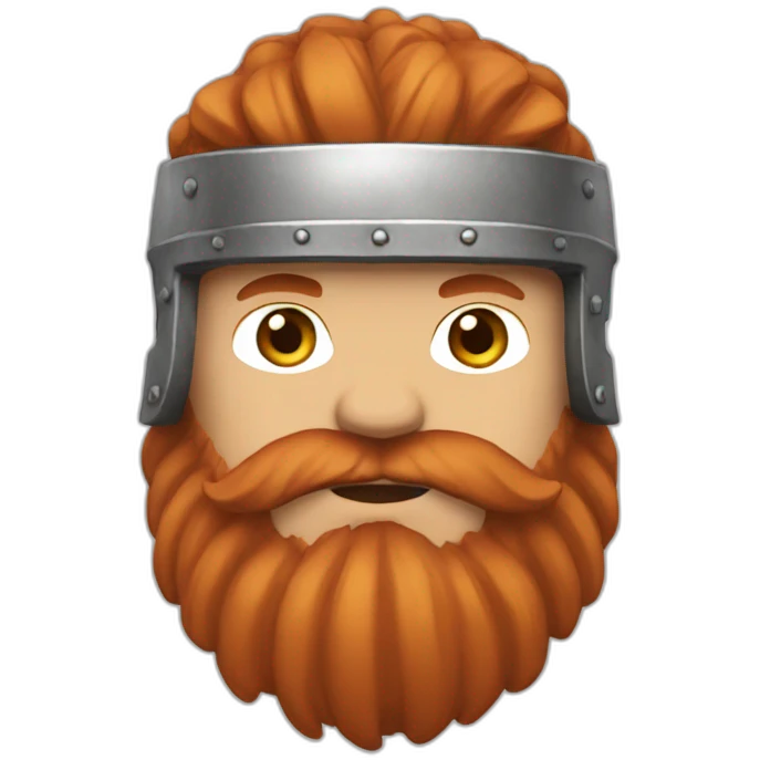 male viking with a reddish beard streaked with white helmet no horns emoji