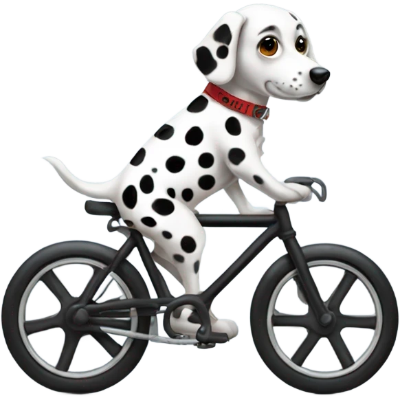 Dalmatian dog riding an all black bike emoji