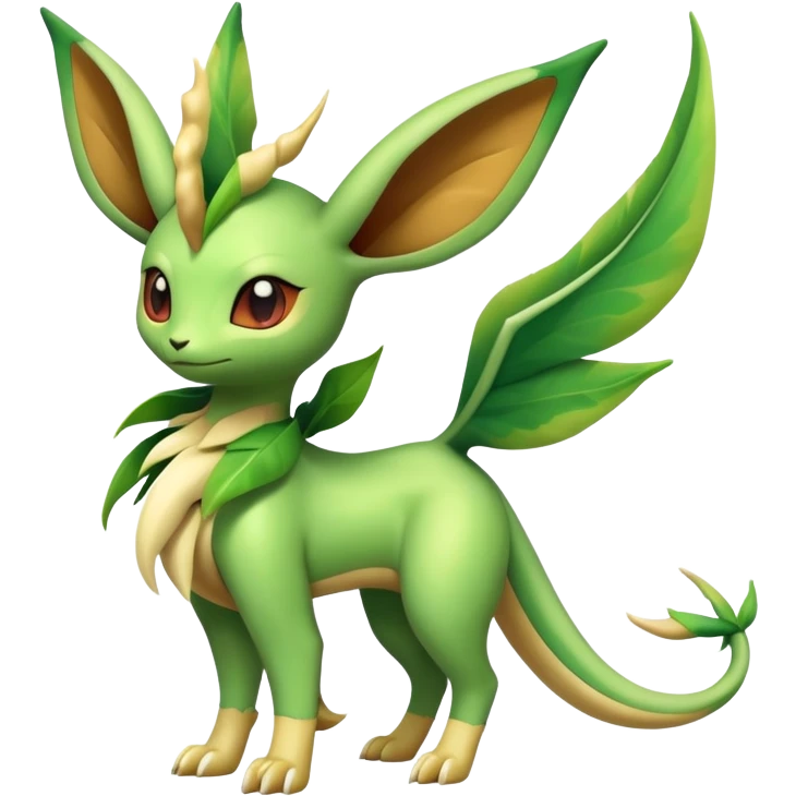Exotic Tropical Rare Shiny Epic Ethereal Cute Leafeon-Flygon-Tropius-hybrid, full body emoji