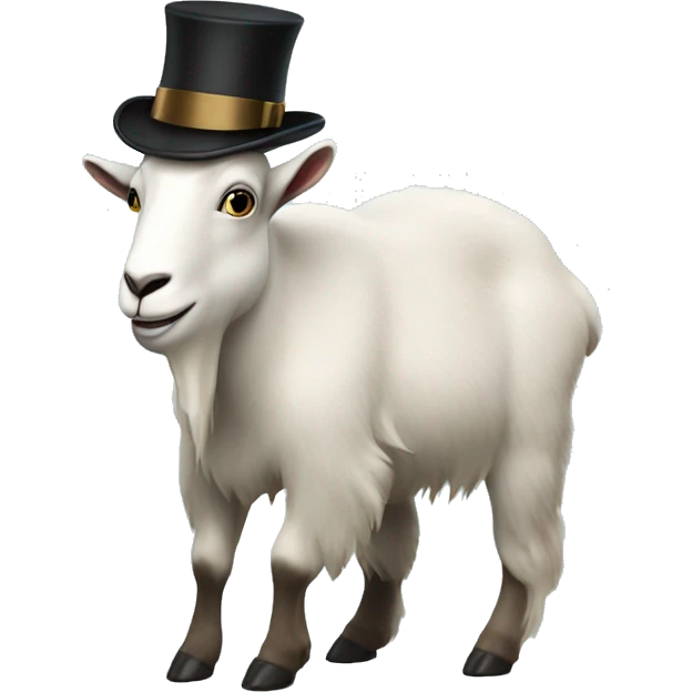 Mountain Goat wearing a top hat emoji