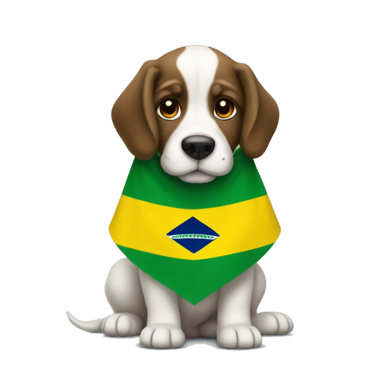 Um cachorro com bandeira do brasil emoji