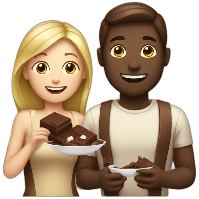white couple eating chocolat emoji
