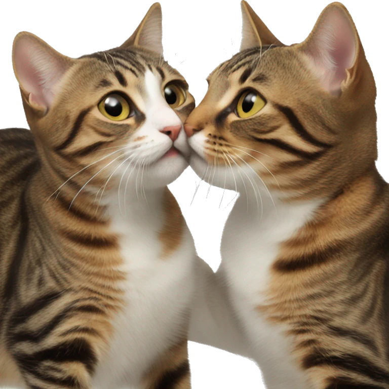 two brown tabby cat licking eachother  emoji