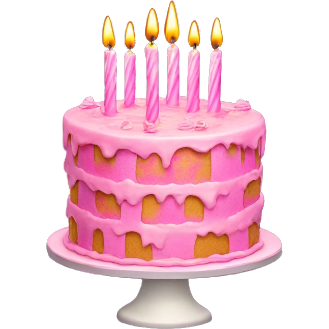 Pink Birthday cake with 22 birthday candles  emoji