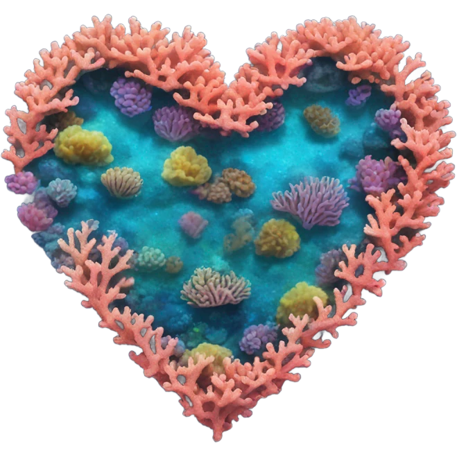 Colorful ocean Coral reef in a the shape of a heart emoji
