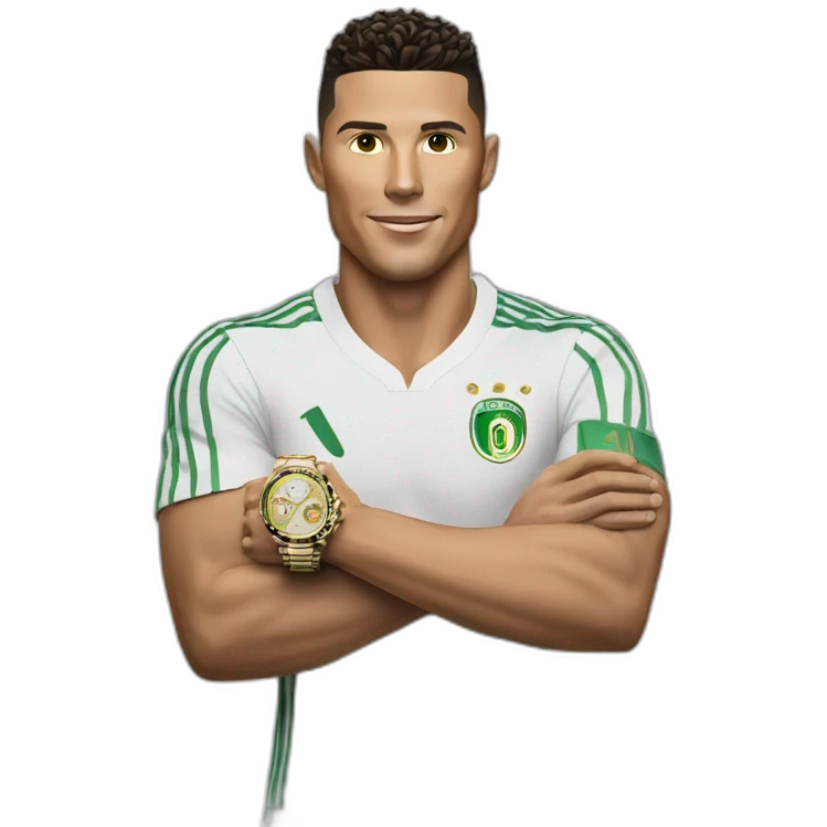 Ronaldo with rolex on his hand emoji