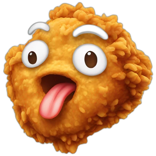 Fried chicken with a face emoji