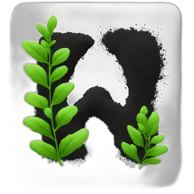 block made of black powders, breath of green plant emoji