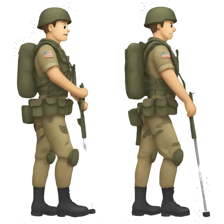 a soldier with bad legs on crutches emoji