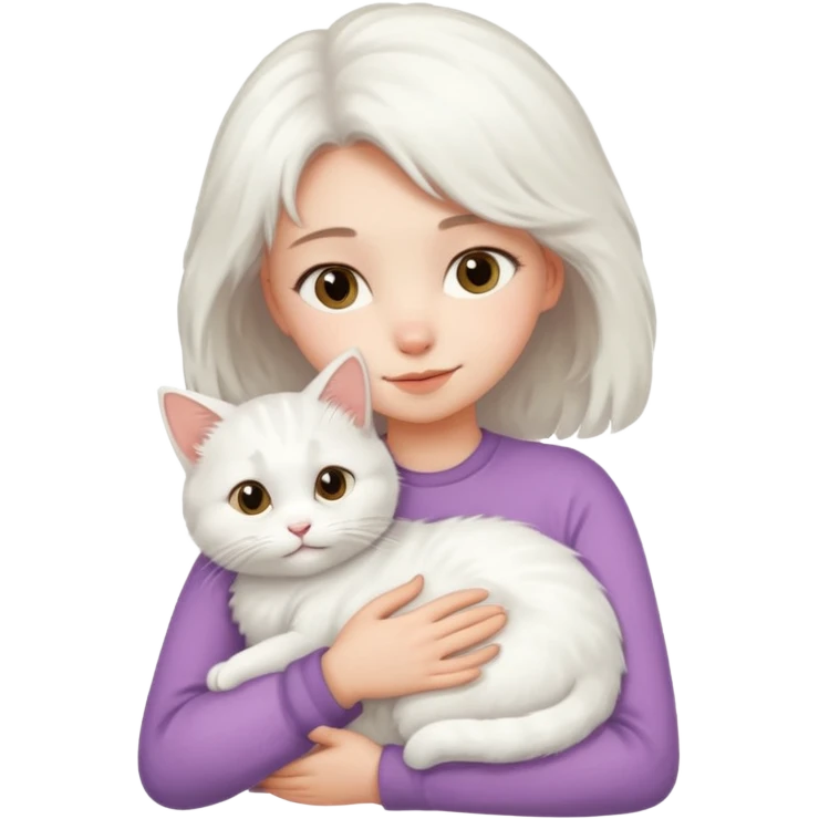 A girl love with his white male cat emoji